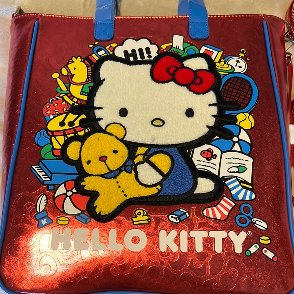 Loungefly Hello Kitty 50th Anniversary Metallic Tote Bag with coin purse - Picture 2 of 10